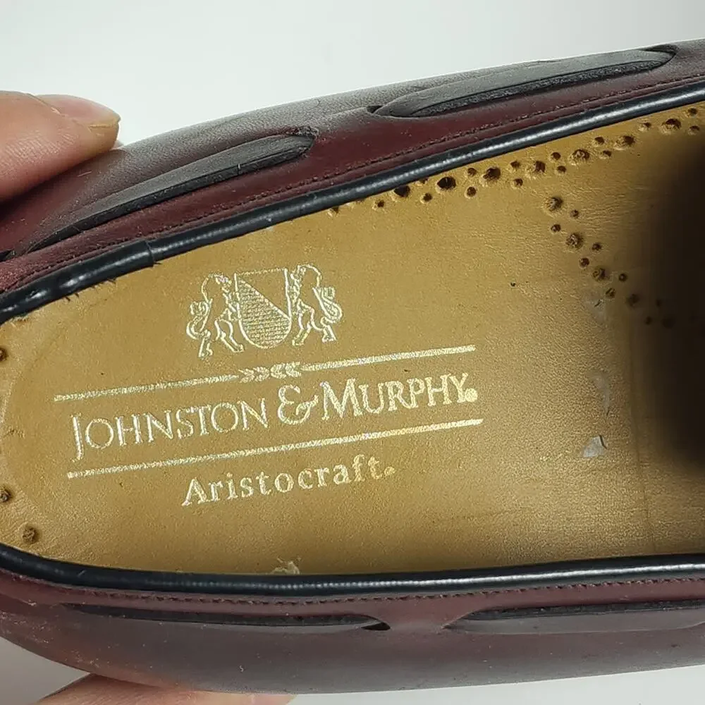 Johnston Murphy Men's Aristocraft US9B/D Burgundy Leather Tassel Loafers